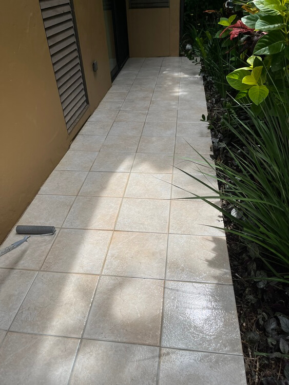 Sealing job done in tile walkway of residential area